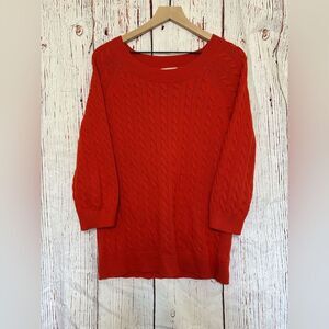 LOFT Cable Knit Orange Sweater